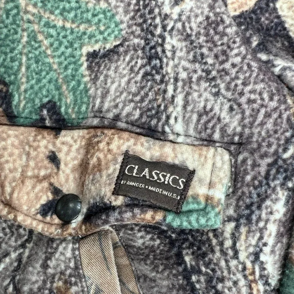 Classics By Ranger Camo Coat Men Vintage Camouflage Fleece Bomber Hunting Jacket